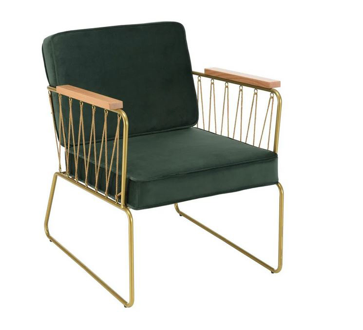 Location Fauteuil en velours vert avec cordage TIM