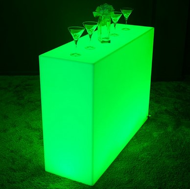 Table haute, mange-debout lumineux à LED